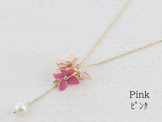 Long Necklace with 3D resin hydrangea