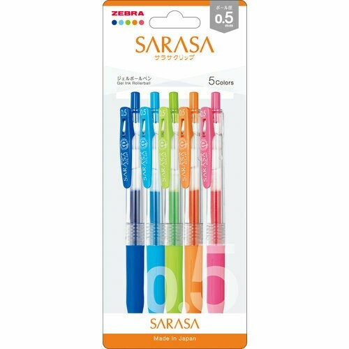 Zebra SARASA Clip Water-based ballpoint pen VIVID colour 5pc set 0.5mm