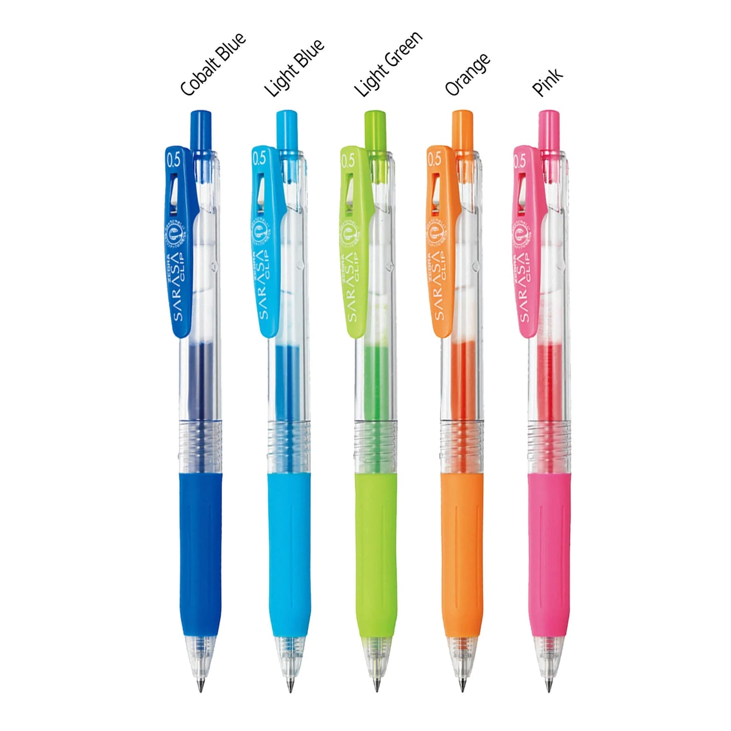 Zebra SARASA Clip Water-based gel ink ballpoint pen VIVID colour 5pc set 0.5mm