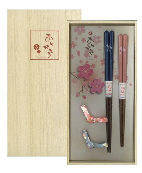 [Chopstick Gift set] Sakura gift set for couple in paulownia wood box