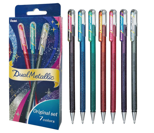 Pentel Dual Metallic Ballpoint Pen Set, 7 colors
