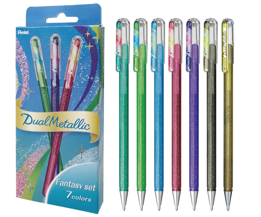 Pentel Dual Metallic Ballpoint Pen Set, 7 colors