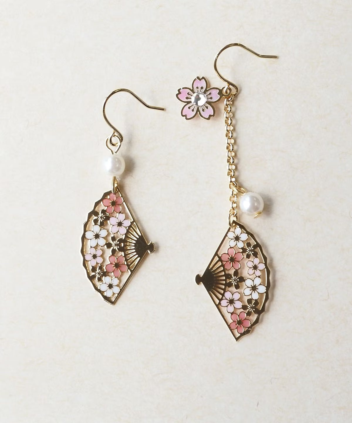 SAKURA Fan-Shaped Asymmetrical Earrings