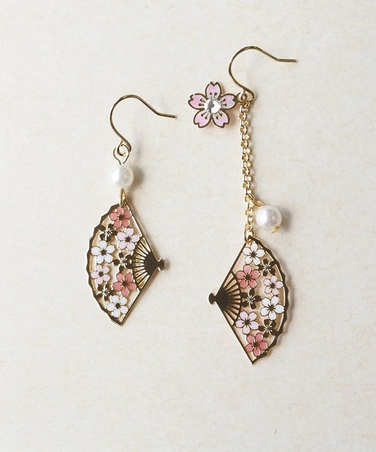 SAKURA Fan-Shaped Asymmetrical Earrings