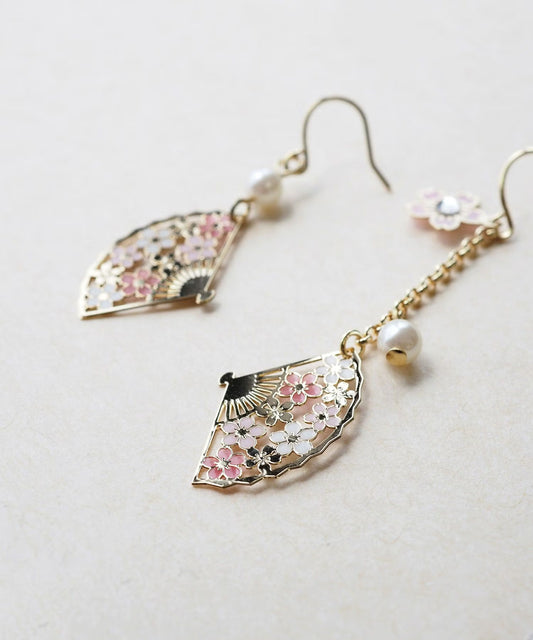 SAKURA Fan-Shaped Asymmetrical Earrings
