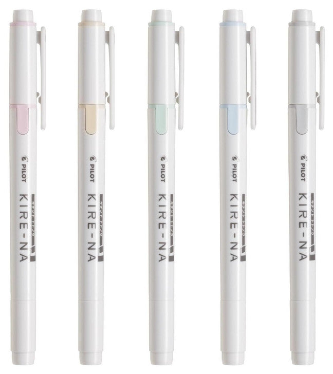 Pilot KIRE-NA Double-Sided Highlighter - Fine / Bold - 5 Color Set