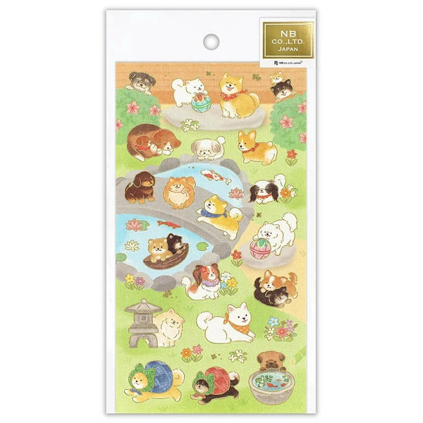 Scenic Japanese style animals sticker sheet with gold foil stamp
