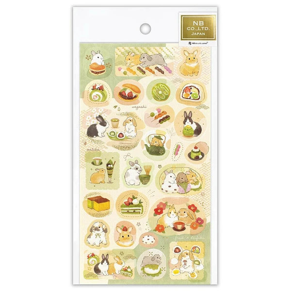 Scenic Japanese style animals sticker sheet with gold foil stamp