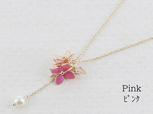 Long Necklace with 3D resin hydrangea