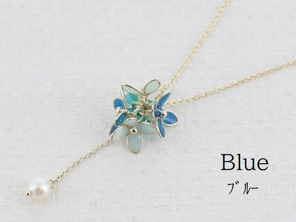 Long Necklace with 3D resin hydrangea