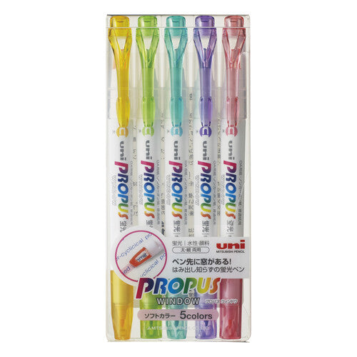 Uni Highlighter Propus Window, 5 Color Set