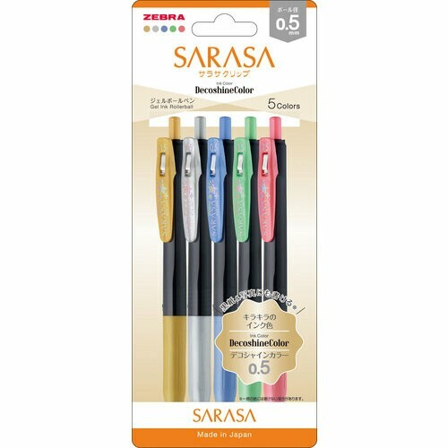 Zebra SARASA Clip Water-based ballpoint pen DECO SHINE colour 5pc set 0.5mm